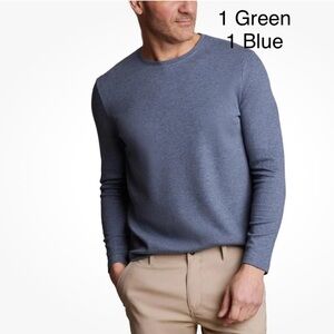 English Laundry Men's Regular Fit Long Sleeve Crewneck Shirt, Green, Blue, Small